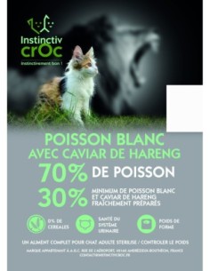 Croquettes sans céréales au poisson blanc et caviar de hareng pour chat - Instinctiv crOc