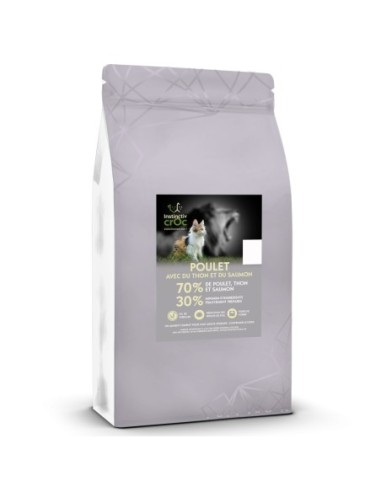 Croquettes sans céréales allégées au poulet/thon/saumon pour chat - Instinctiv crOc