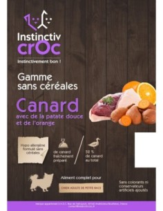 Croquettes sans céréales au canard pour chien de petite race - INSTINCTIV CROC