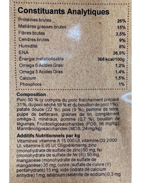 Croquettes sans céréales au porc pour chien - INSTINCTIV CROC