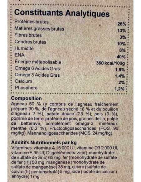 Croquettes sans céréales à l'agneau pour chien - INSTINCTIV CROC