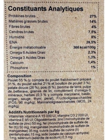 Croquettes sans céréales au poulet pour chien - INSTINCTIV CROC
