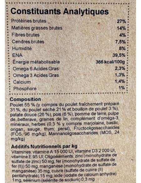 Croquettes sans céréales au poulet pour chien - INSTINCTIV CROC