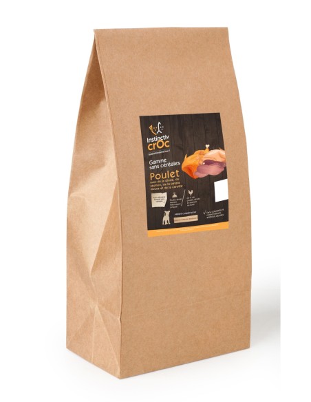 Croquettes sans céréales au poulet pour chiot - INSTINCTIV CROC