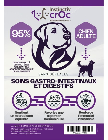 Croquettes vétérinaires Peptide+ Soins Gastro-Intestinaux et Digestifs - INSTINCTIV CROC