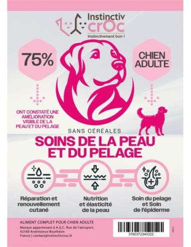 Croquette vétérinaires Peptide+ soin de la peau et du pelage - INSTINCTIV CROC
