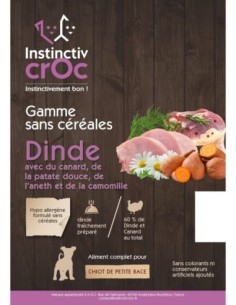 Croquettes sans céréales à la dinde pour chiot de petite race - INSTINCTIV CROC