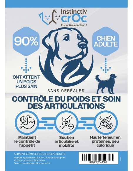 Croquette vétérinaires  Peptide+ contrôle du poids et soins des articulations - INSTINCTIV CROC