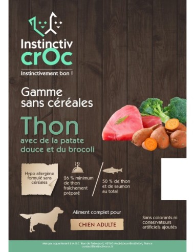Croquettes sans céréales au thon pour chien - INSTINCTIV CROC