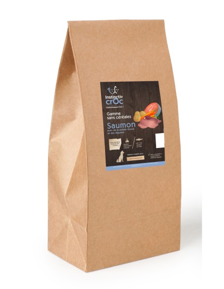 Croquettes sans céréales au saumon pour chiot de grande race - INSTINCTIV CROC