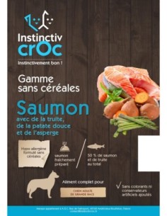 Croquettes sans céréales au saumon pour chien de grande Race  - INSTINCTIV CROC