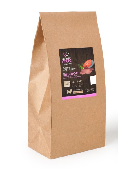 Croquettes sans céréales au saumon pour chien de petite race - INSTINCTIV CROC