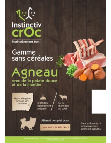 Agneau avec de la patate douce et de la menthe pour chiens de petite race