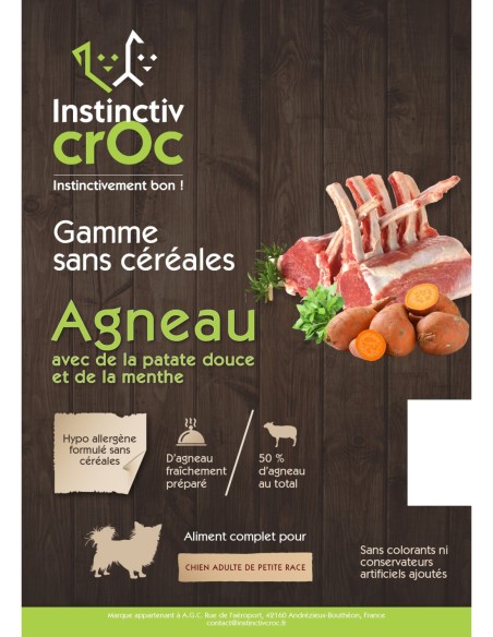 Agneau avec de la patate douce et de la menthe pour chiens de petite race