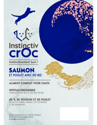 Croquettes Super Premium Saumon et Poulet chat - INSTINCTIV CROC