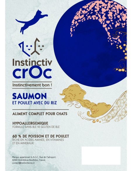 Croquettes Super Premium Saumon et Poulet chat - INSTINCTIV CROC