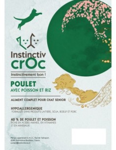 Croquettes Super Premium au poulet et au poisson pour chat Senior - INSTINCTIV CROC