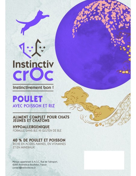 Croquette Super Premium Poulet chaton - INSTINCTIV CROC