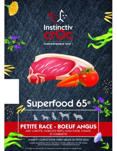 Croquettes Superfood pour chien de petite race - Boeuf Angus - Instinctiv crOc en sac de 2kg