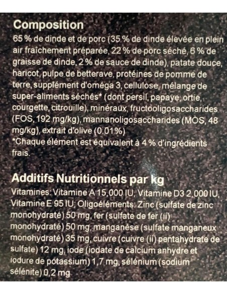 Croquette Dinde élevée en plein air Superfood - pauvre en glucide