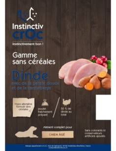 Croquettes sans céréales à la dinde pour chien sénior - INSTINCTIV CROC