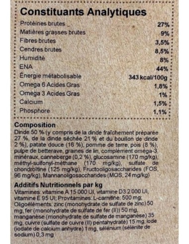 Croquettes sans céréales à la dinde pour chien sénior - INSTINCTIV CROC