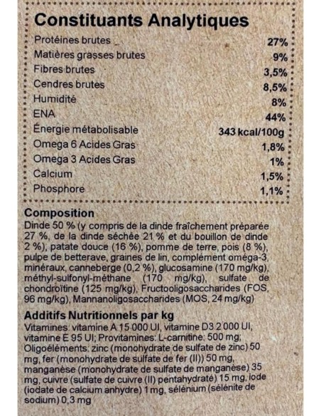 Croquettes sans céréales à la dinde pour chien sénior - INSTINCTIV CROC
