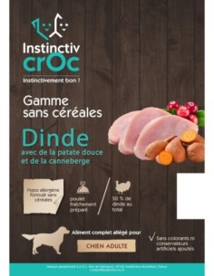 Croquettes sans céréales allégées à la dinde pour chien - INSTINCTIV CROC