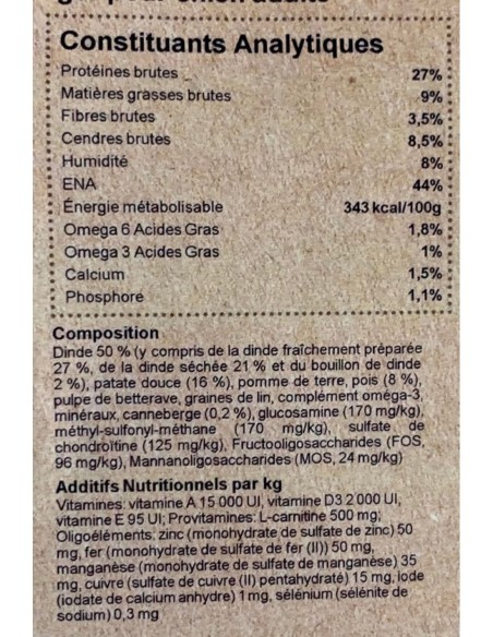 Croquettes sans céréales allégées à la dinde pour chien - INSTINCTIV CROC