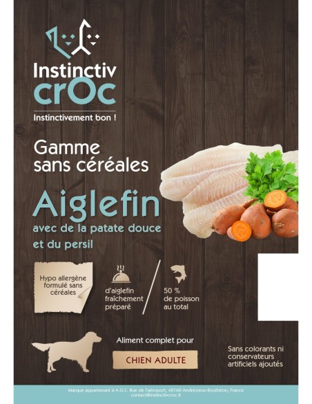 Croquettes sans céréales à l'aiglefin pour chien - INSTINCTIV CROC