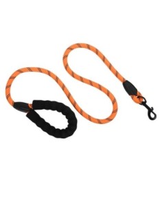 Laisse orange en nylon rond - poignée confort 120cm*11mm - pour chien