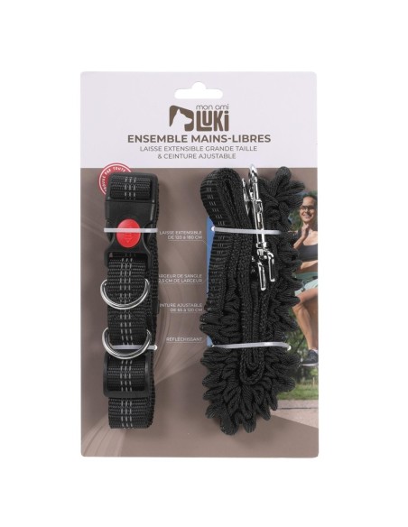 Ensemble mains-libres - Laisse extensible + ceinture - noire