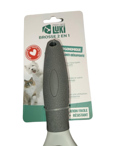 Brosse 2 en 1 avec un manche rubber - Mon ami Luki