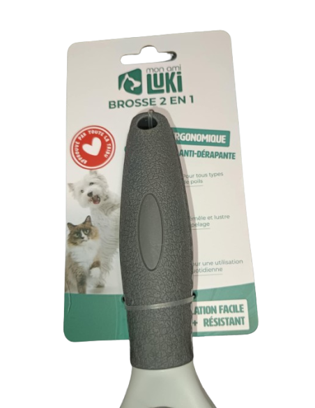 Brosse 2 en 1 avec un manche rubber - Mon ami Luki