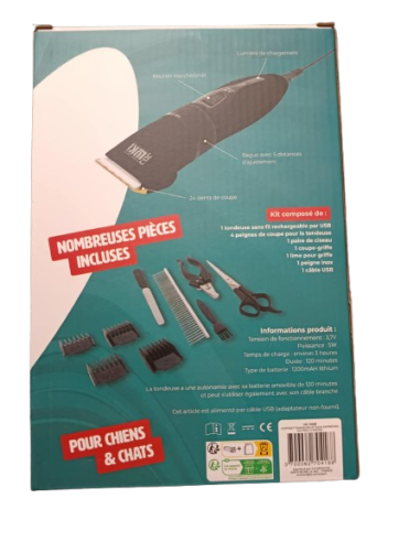 Coffret tondeuse sans fil et ses accessoires pour chien et chat - Mon ami Luki