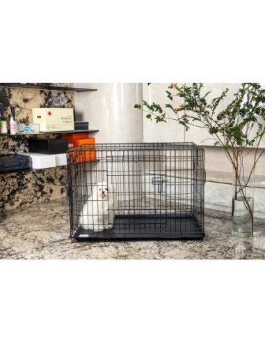 Cage en métal grillagée noir avec plateau