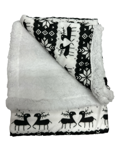 Couverture Noël Sherpa pour Chien et Chat - Noir et Blanc