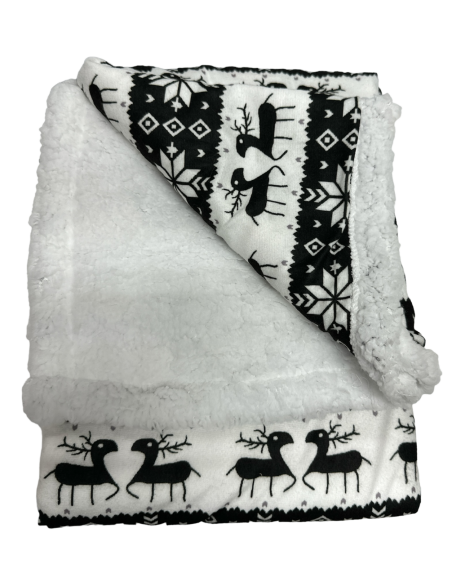 Couverture Noël Sherpa pour Chien et Chat - Noir et Blanc