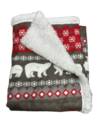Couverture Noël Sherpa pour Chien et Chat - Rouge, Blanc et Gris