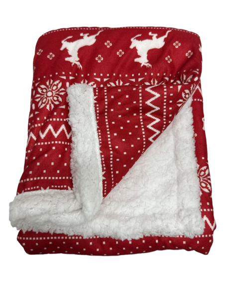 Couverture Noël Sherpa pour Chien et Chat - Rouge et Blanc