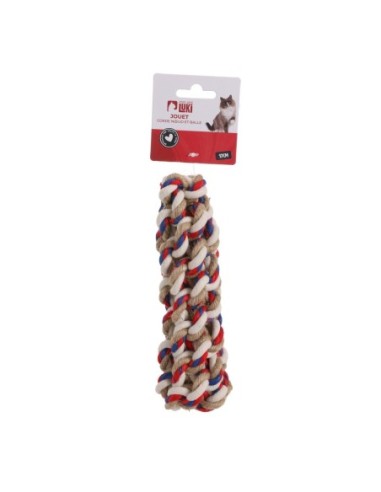 JOUET CORDE FORME MATRAQUE BLEU BLANC ROUGE 17CM - pour chien