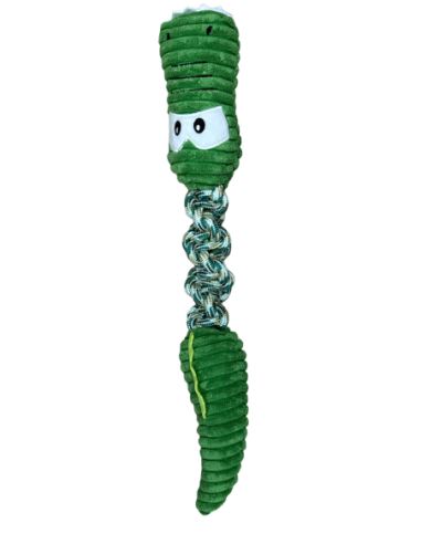 Jouet peluche avec corde en forme de crocodile vert - Mon ami Luki