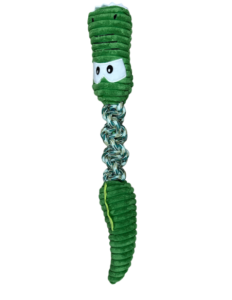 Jouet peluche avec corde en forme de crocodile vert - Mon ami Luki