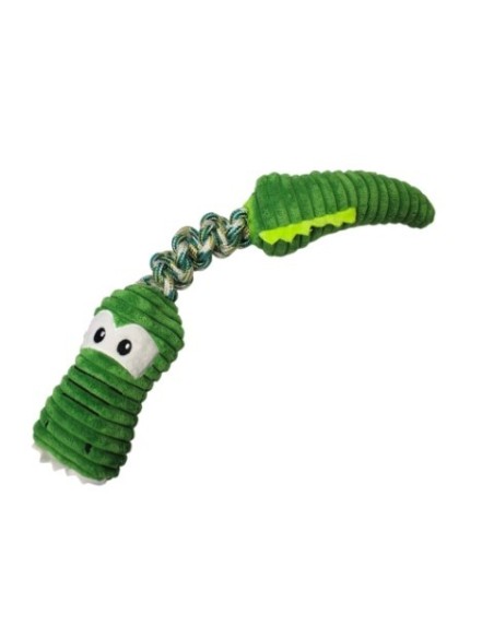 Jouet peluche avec corde en forme de crocodile vert - Mon ami Luki