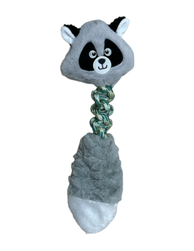 Jouet peluche avec corde en forme de raton laveur gris - Mon ami Luki