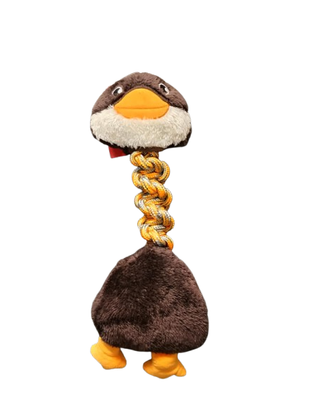 Jouet peluche avec corde en forme de canard marron - Mon ami Luki