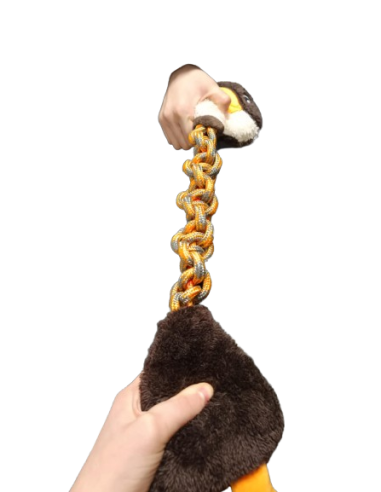 Jouet peluche avec corde en forme de canard marron - Mon ami Luki