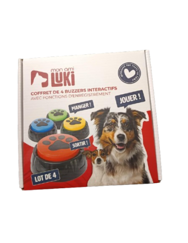 Coffret de 4 buzzers interactif avec fonction d'enregistrement – Mon ami Luki