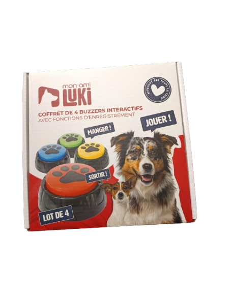 Coffret de 4 buzzers interactif avec fonction d'enregistrement – Mon ami Luki