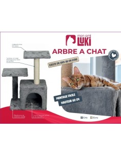 Arbre à chat avec refuge intégré 40x29x60cm - couleur écru 2